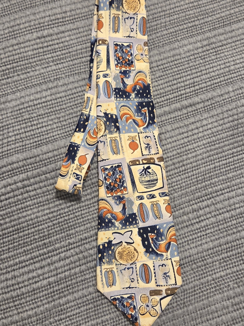 Kids Patterned Tie-Style Pajama Accessory in Cream and Blue